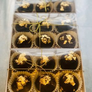 Gold Leaf Walnut Chocolate Truffles